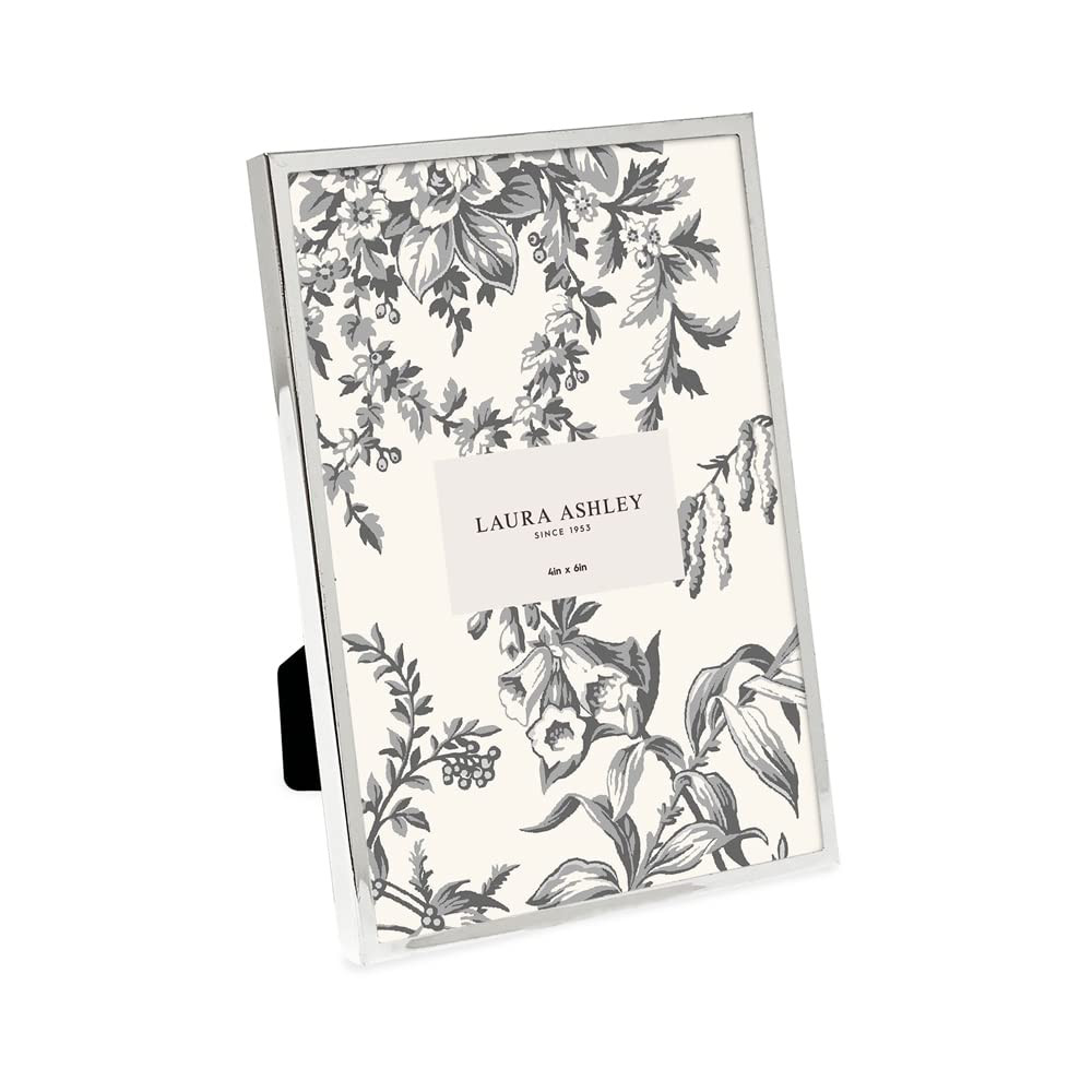 Laura Ashley 4x6 Silver Flat Metal Picture Frame (Vertical & Horizontal) w/Two-Way Easel Stand, B... | Amazon (US)