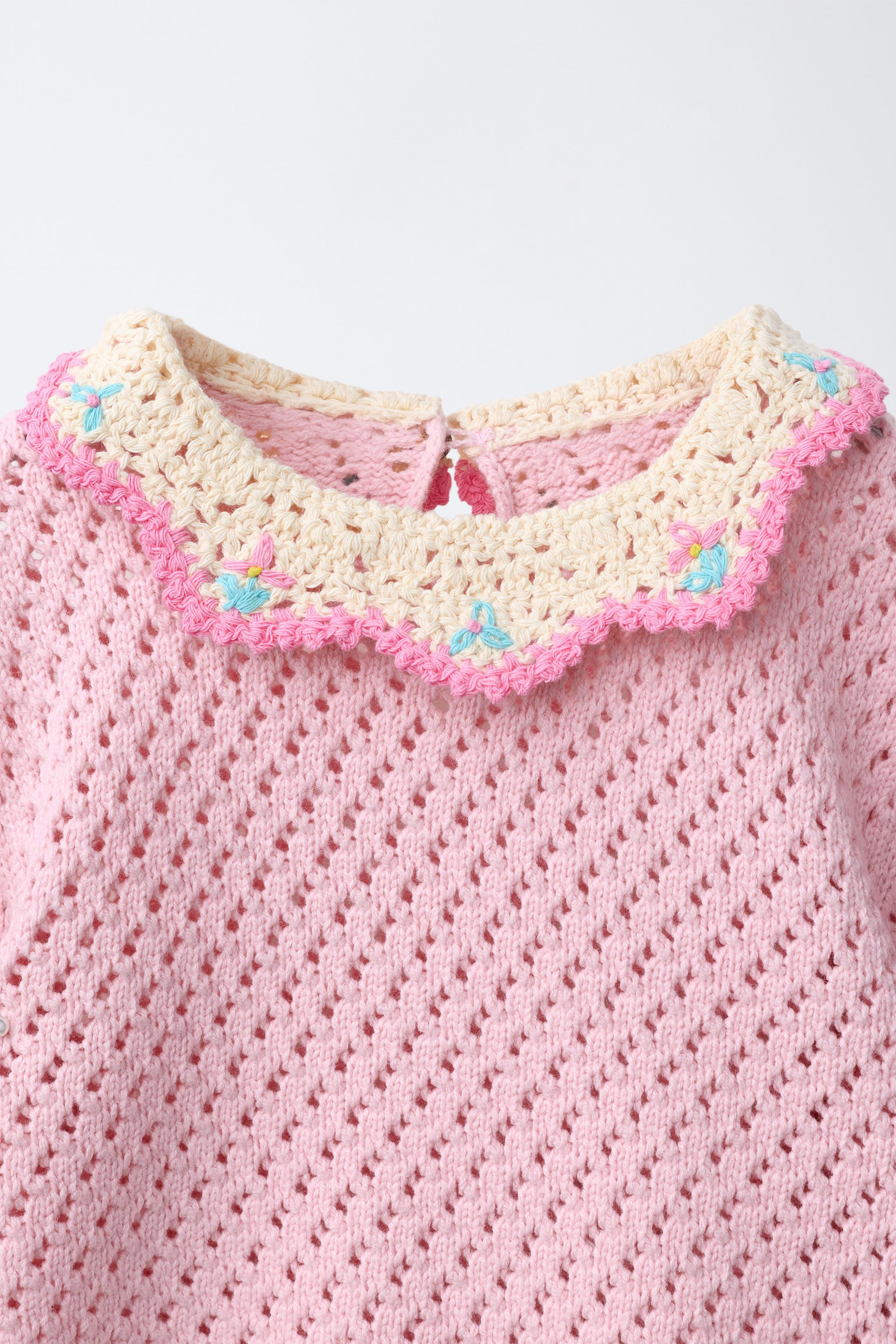 CROCHET KNIT COLLAR JUMPER | Zara US