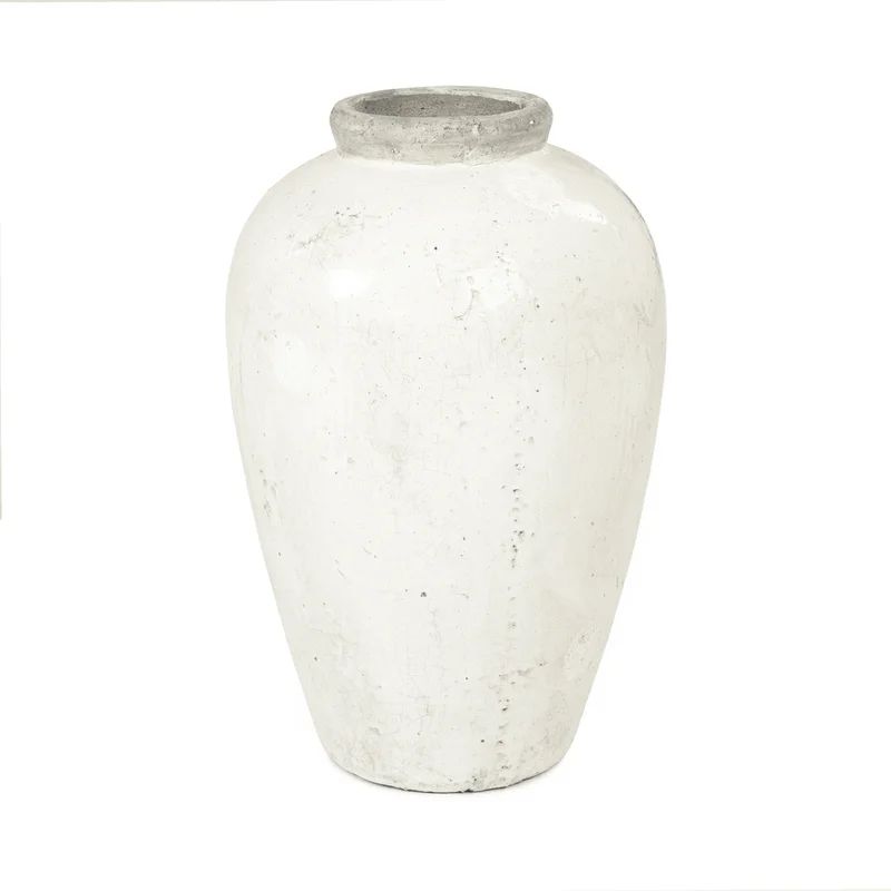 Shanniece White 23'' Indoor / Outdoor Stoneware Jar | Wayfair North America