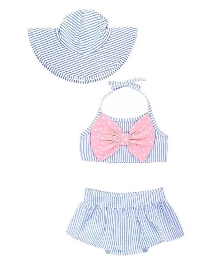 RuffleButts Baby Girls Bikini Swimsuit with Hat, 3-Piece Set & Reviews - Swimwear - Kids - Macy's | Macys (US)