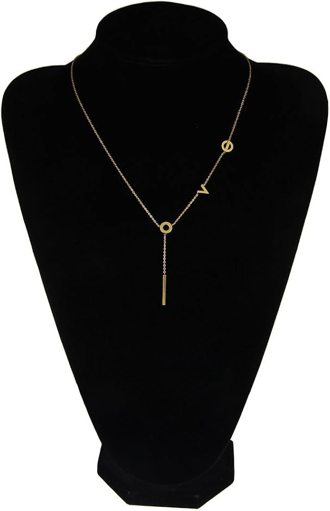 LUREME Women's Stainless Steel Love Y Shaped Necklace Circle Lariat Necklace (nl005577) | Amazon (US)