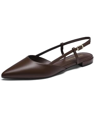 DREAM PAIRS Slingback Flats for Women, Pointed-Toe Elegant Women's Ballet Flats with Buckle Strap... | Amazon (US)