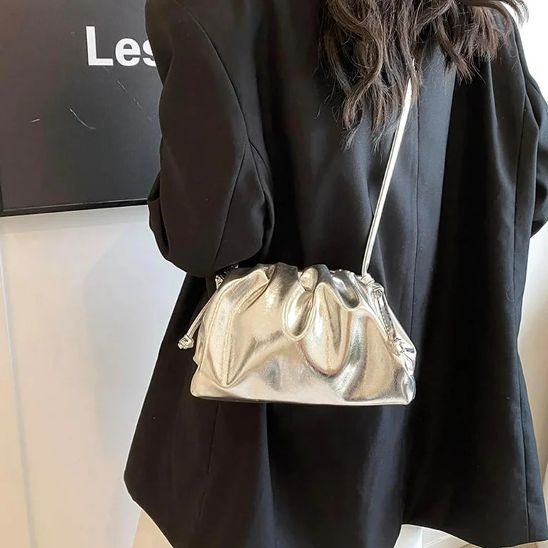 CoCoMangos Gold Clutch Purses for Women Silver Evening Bag PU Leather Crossbody Purse Wedding Han... | Walmart (US)