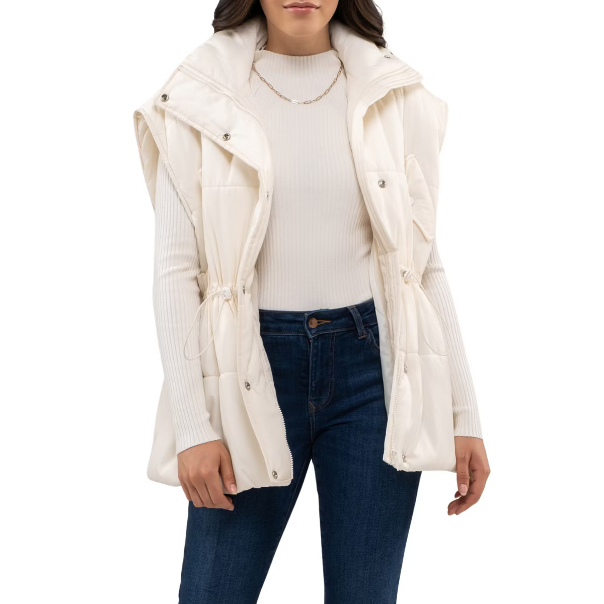 August Sky Women's Oversized Drawstring Puffer Vest | Target