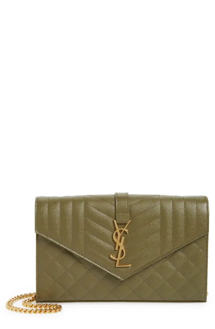 Envelope Quilted Pebbled Leather Wallet on a Chain | Nordstrom