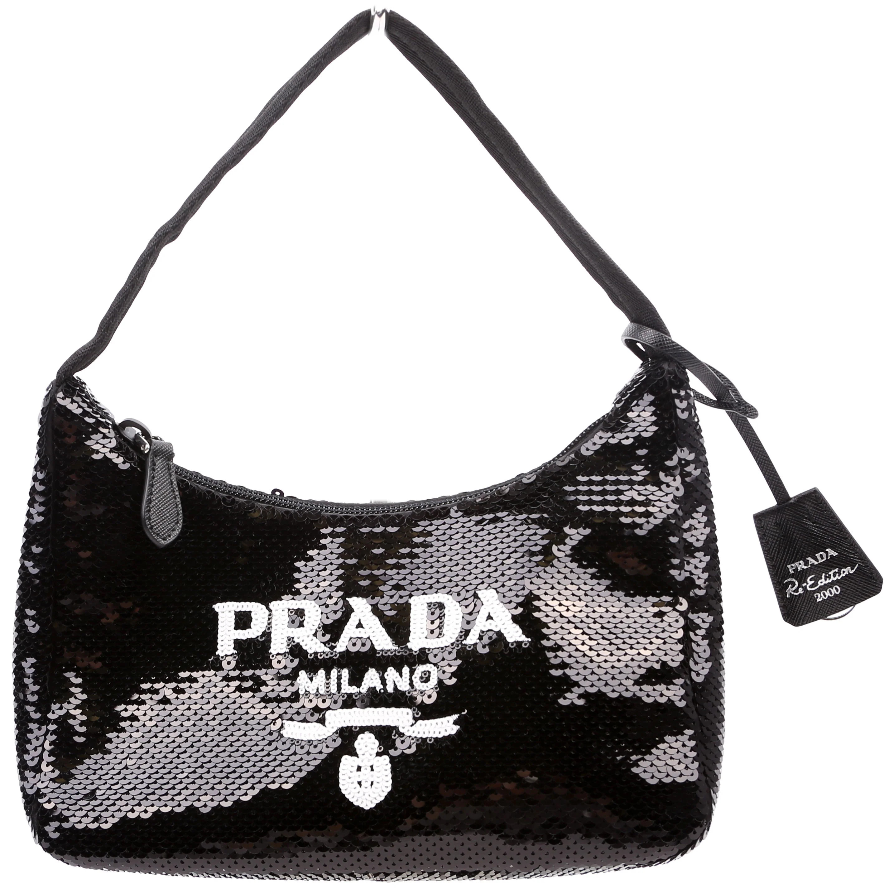 Re-Edition 2000 Sequin Mini Bag Black/White | Keeks Designer Handbags