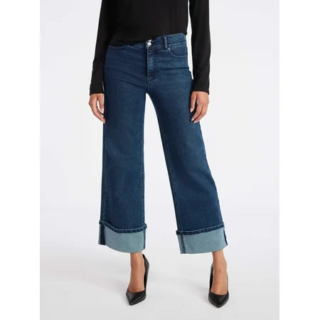 Sofia by Sofia Vergara Women's and Women's Plus Margot Wide Crop Super High Rise Jeans, 27" Inseam, Sizes 0-28 | Walmart (US)
