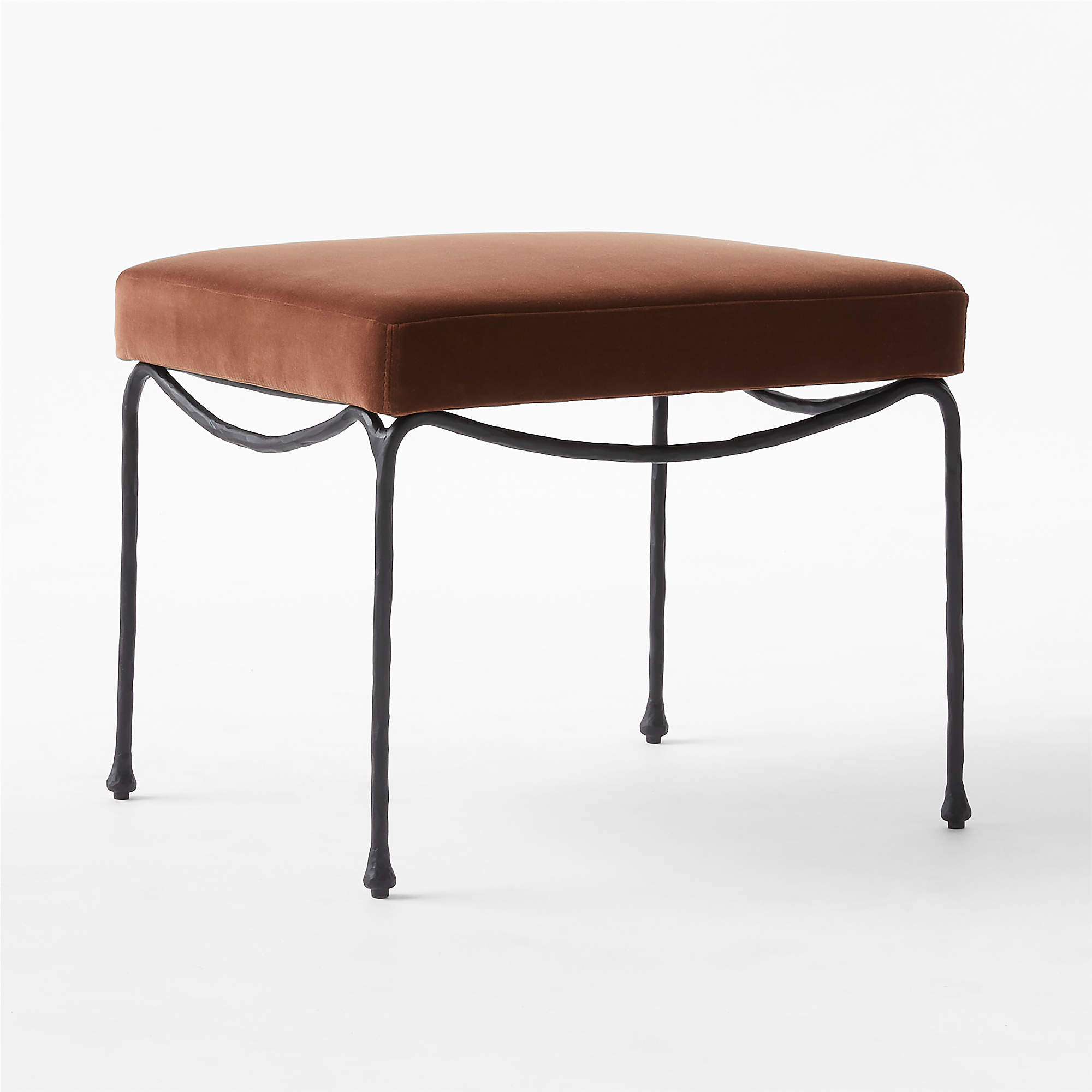 Journey Terracotta Red Velvet Stool + Reviews | CB2 | CB2