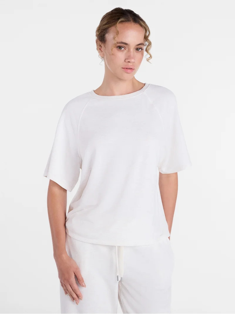 Joyspun Women's French Terry Knit Sleep Top with Short Sleeves, Sizes XS-3X | Walmart (US)