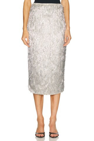 AKNVAS Tao Sequin Pencil Skirt in Metallic Silver | FWRD 