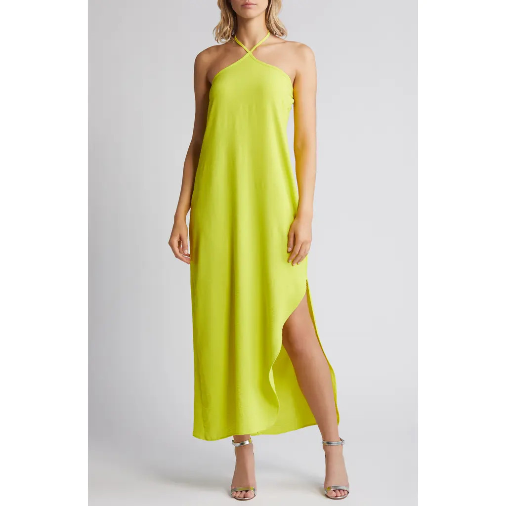 Vince Camuto Asymmetric Halter Maxi Dress Lime Dress Chartreuse Lime Green Dress Green Maxi Dress  | Nordstrom