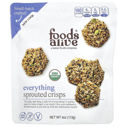 Foods Alive, Sprouted Crisps, Everything, 4 oz (113 g) | iHerb