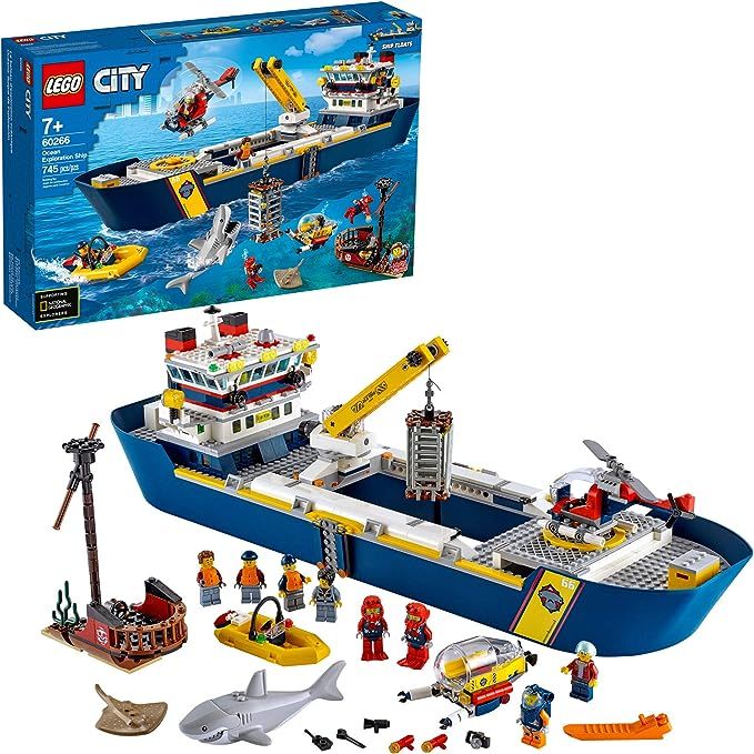 LEGO City Ocean Exploration Ship 60266, Toy Exploration Vessel, Mini Helicopter, Submarine, Shipw... | Amazon (US)