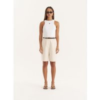 Cream Tailored Longline Cargo Shorts- Maya | 4th & Reckless