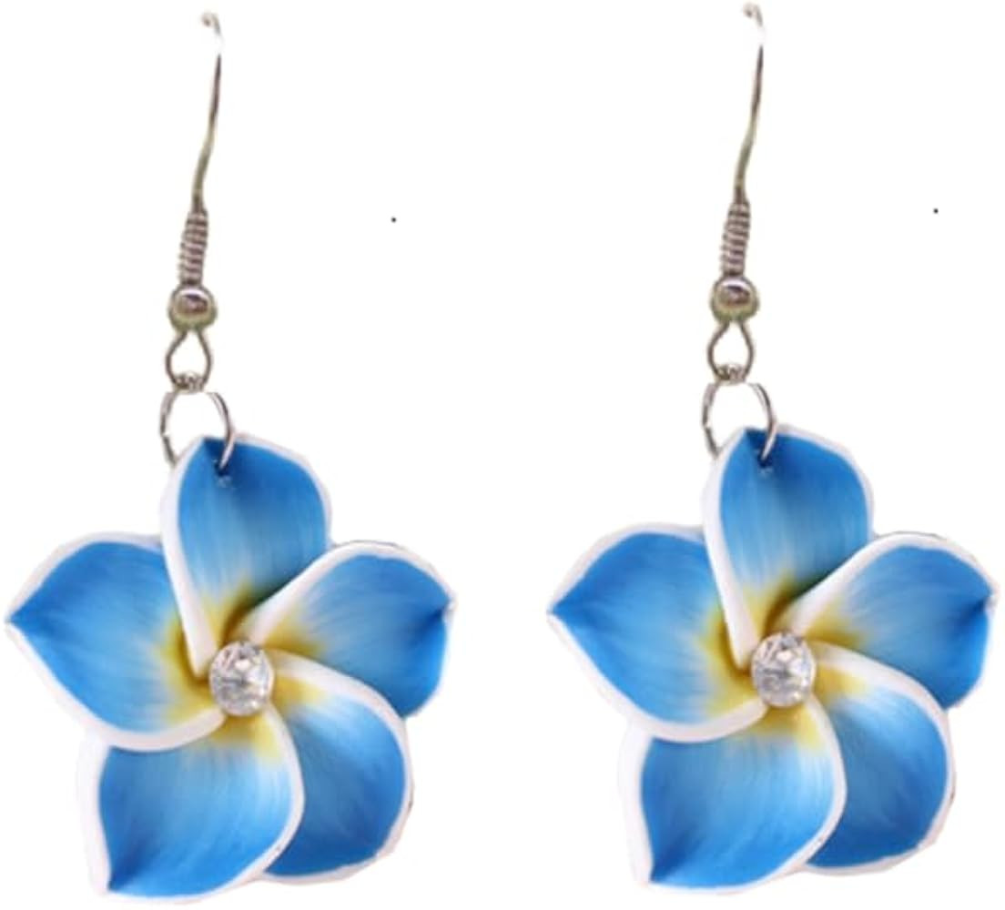 Hawaiian Plumeria Rubra Dangle Earrings Bohemia Tropical Flower Dangle Earrings Luau Beach Party ... | Amazon (US)