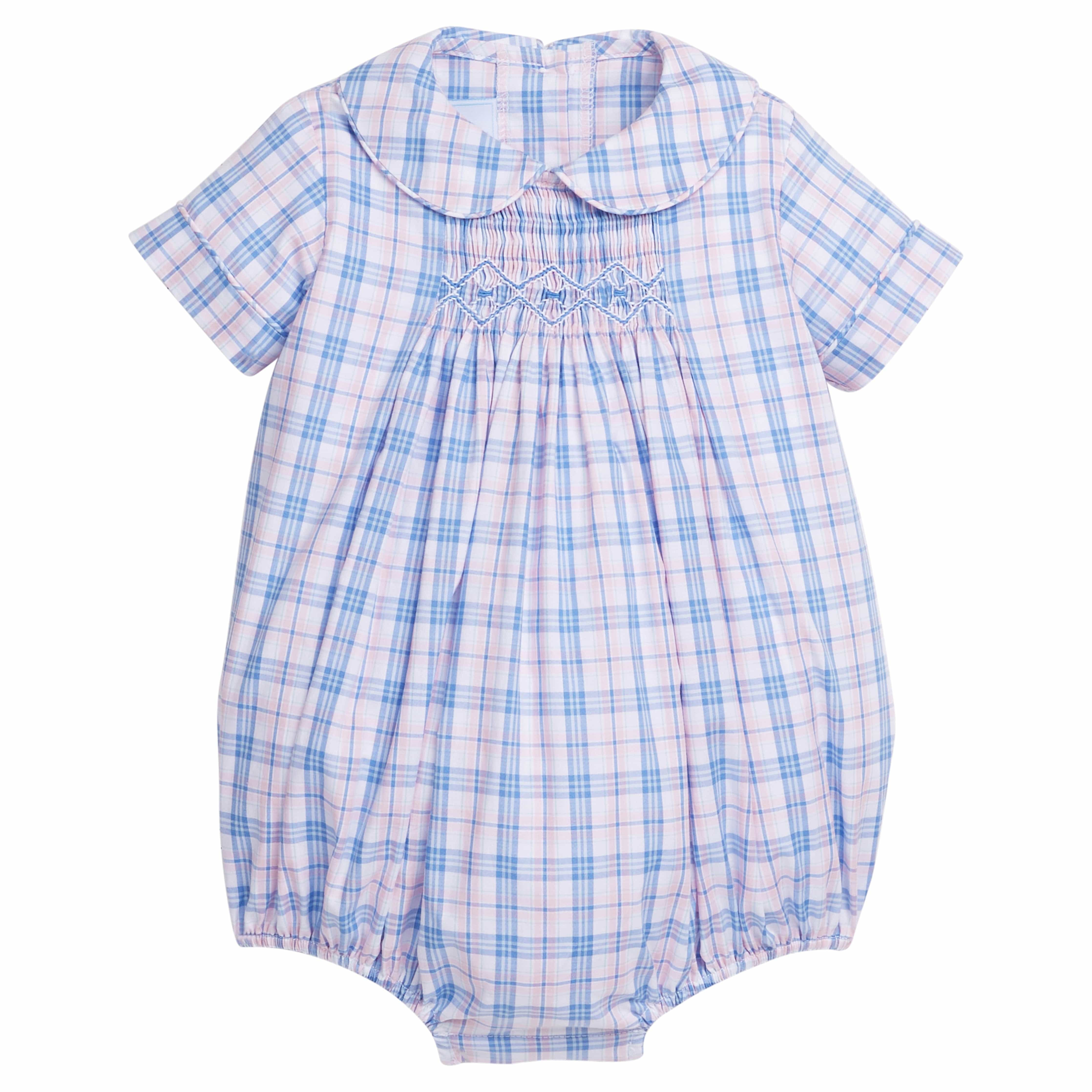 Boys Chest Smocked Bubble Romper in Albany Plaid | Little English