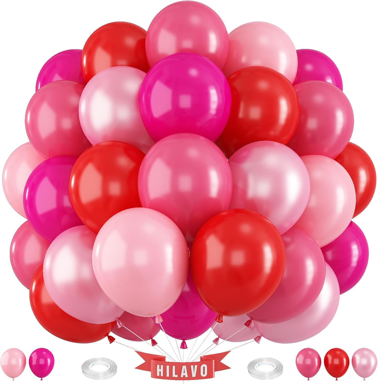 Red Pink Balloons 60 Pcs 12 Inch Fuchsia Hot Pink Rose Red Balloon Neon Pink Magenta Strawberry B... | Amazon (US)