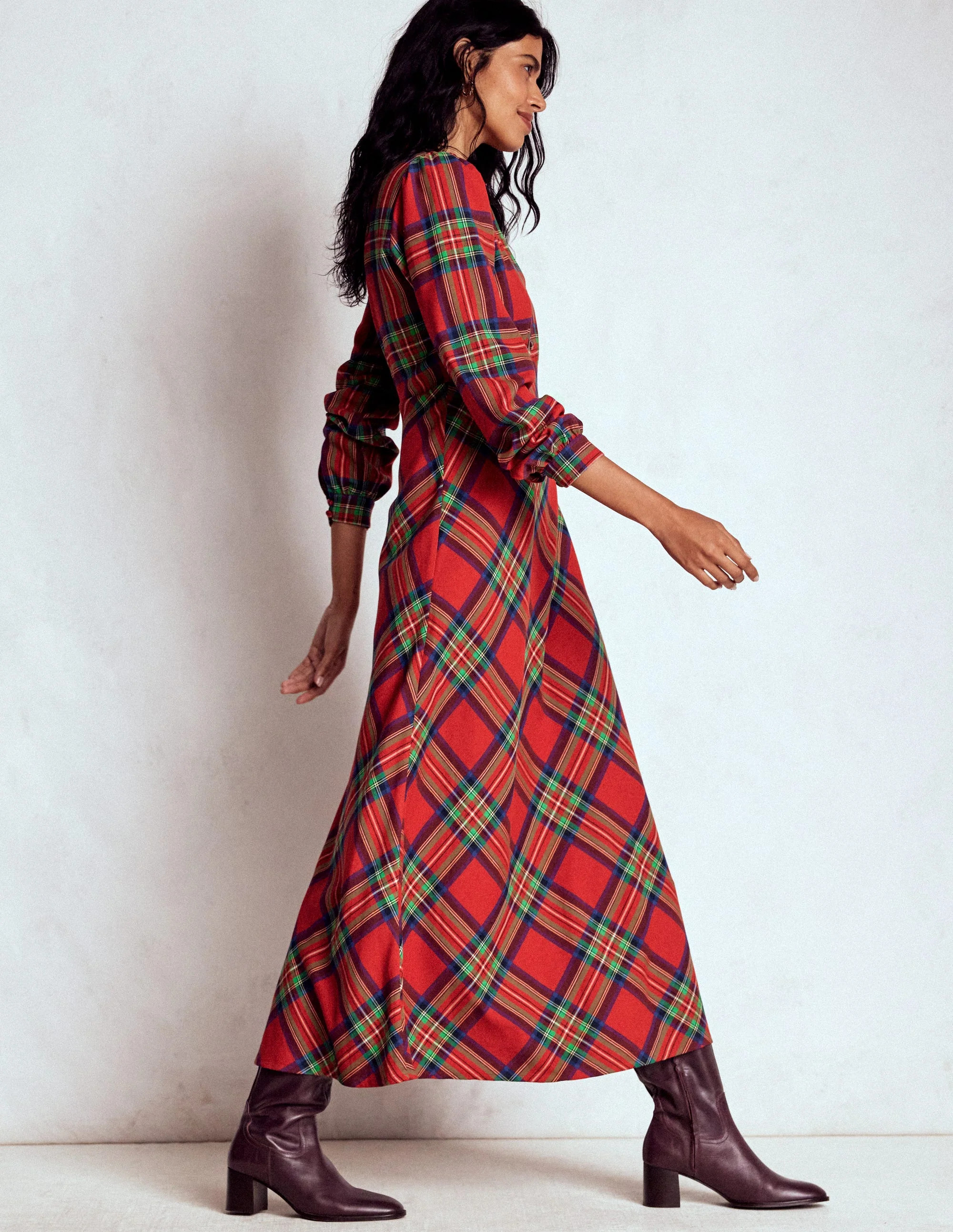 Cassie Check Tea Dress-Red, Blue and Green Check | Boden (US)