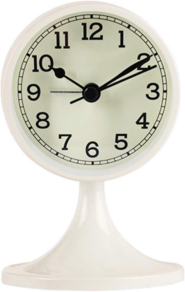 Danse Jupe Alarm Clock Round Vintage Non Ticking Battery Operated for Bedroom,Off-White | Amazon (US)