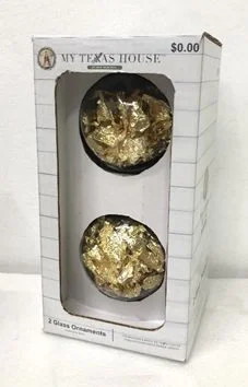 2 Count Gold Foil Glass Ornaments, 4 in, by My Texas House | Walmart (US)