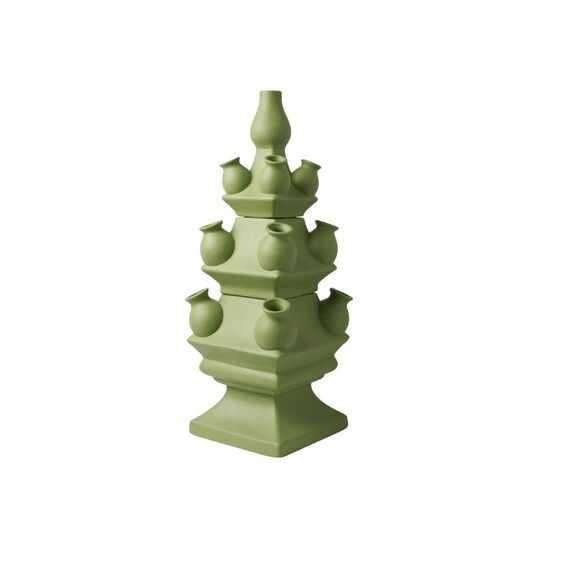 Green matte tulip vase three tier pyramid style tulipiere | Etsy | Etsy (US)