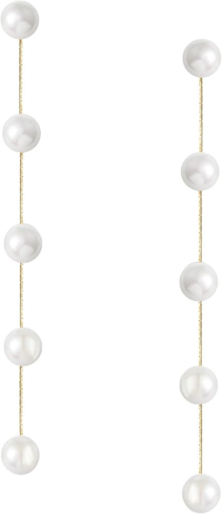 SWEETV Classical Pearl Dangle Drop Earrings for Women, Pearl Hook Earrings, Wedding Bridal Earrin... | Amazon (US)