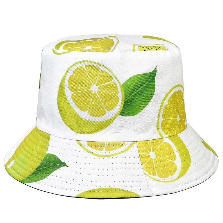 Lemon Women Reversible Bucket Hat Summer Travel Lightweight Foldable Beach Outdoor Hat - White - ... | Walmart (US)