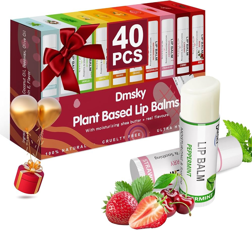 40 Pack Lip Balm Bulk, Fruit Lip Balm Variety Pack, Natural Moisturizing Balms for Dry Cracked Li... | Amazon (US)