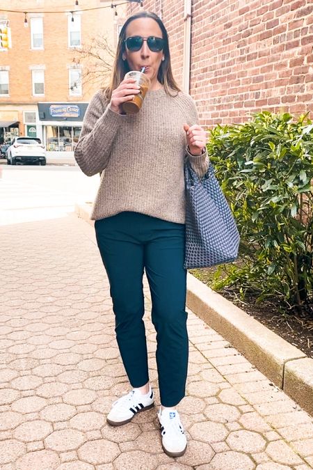 Transitional outfit. I wear a cozy sweater with a slim t shirt underneath in case it gets warm in the afternoon.  These pants are comfortable and can be worn wither casual or to work. Very versatile  

#LTKfindsunder100 #LTKworkwear #LTKstyletip