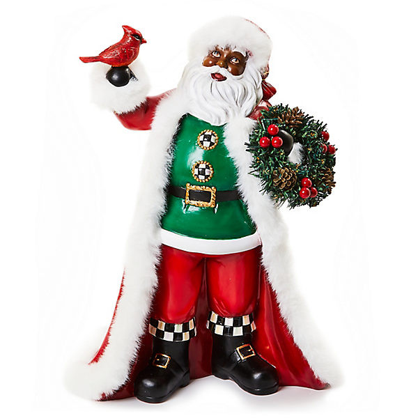 MacKenzie-Childs Cozy Christmas Black Santa with Cardinal | MacKenzie-Childs