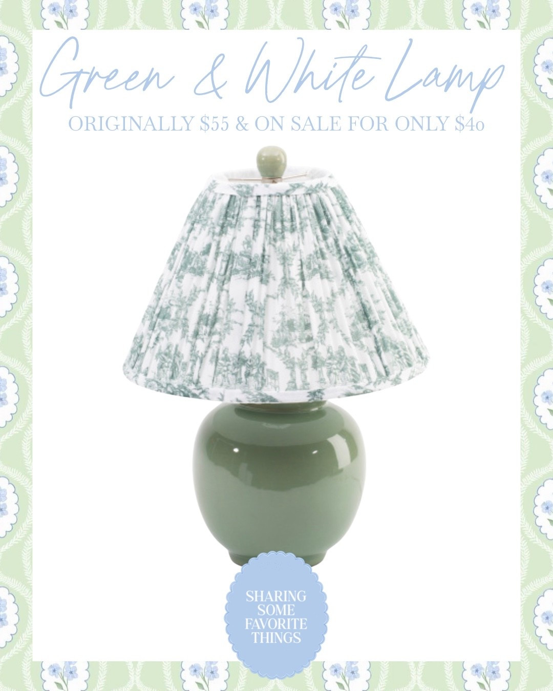 This green and white table lamp is the sweetest find for a nursery, little girl’s room, bedroom, or cozy reading nook🤍🌿 The pleated patterned shade gives it such a timeless, designer look, and it’s on sale for just $39.99 (originally $55)! Such an easy way to add a classic touch to your home decor without spending a fortune🏡✨

#homedecor #tablelamp #lamp #nurserydecor #girlsroomdecor #bedroomdecor #coastaldecor #classicdecor #traditionalhome #homedecorfinds #homesale #affordabledecor #interiordesign #homeinspiration #cozyhome #decorfinds #homefinds #timelessstyle #lamps #light #lighting #lightfixture #floorlamp #furniture #livingroom #grandmillennial #grandmillennialdecor #grandmillenialstyle #homedecorideas #interior #interiordesign #cozyspaces #home #homedesign #homestyle #design #style #grandmillennialhome #antiquestyle #nursery #nurserydecor #nurserydesign #nurseryinspo #nurserystyle #reading #readingnook #office #officedecor #bedroom #bedroomdecor #sale #salealert #deal #dealoftheday #interior #interiordesign #cozyspaces #warmspaces #homedesign #homestyle #design #style #classicstyle #classicdecor #classicstyle #livingroom #bedroom #timeless #timelessdecor #timelessstyle #affordable #affordabledecor #affordablestyle #budget #budgetfriendly #budgetdecor #budgetstyle #styleonabudget #designerlookforless #lookforless #homedecoronabudget #homeinspo #homestyle

#LTKSaleAlert #LTKBaby #LTKHome