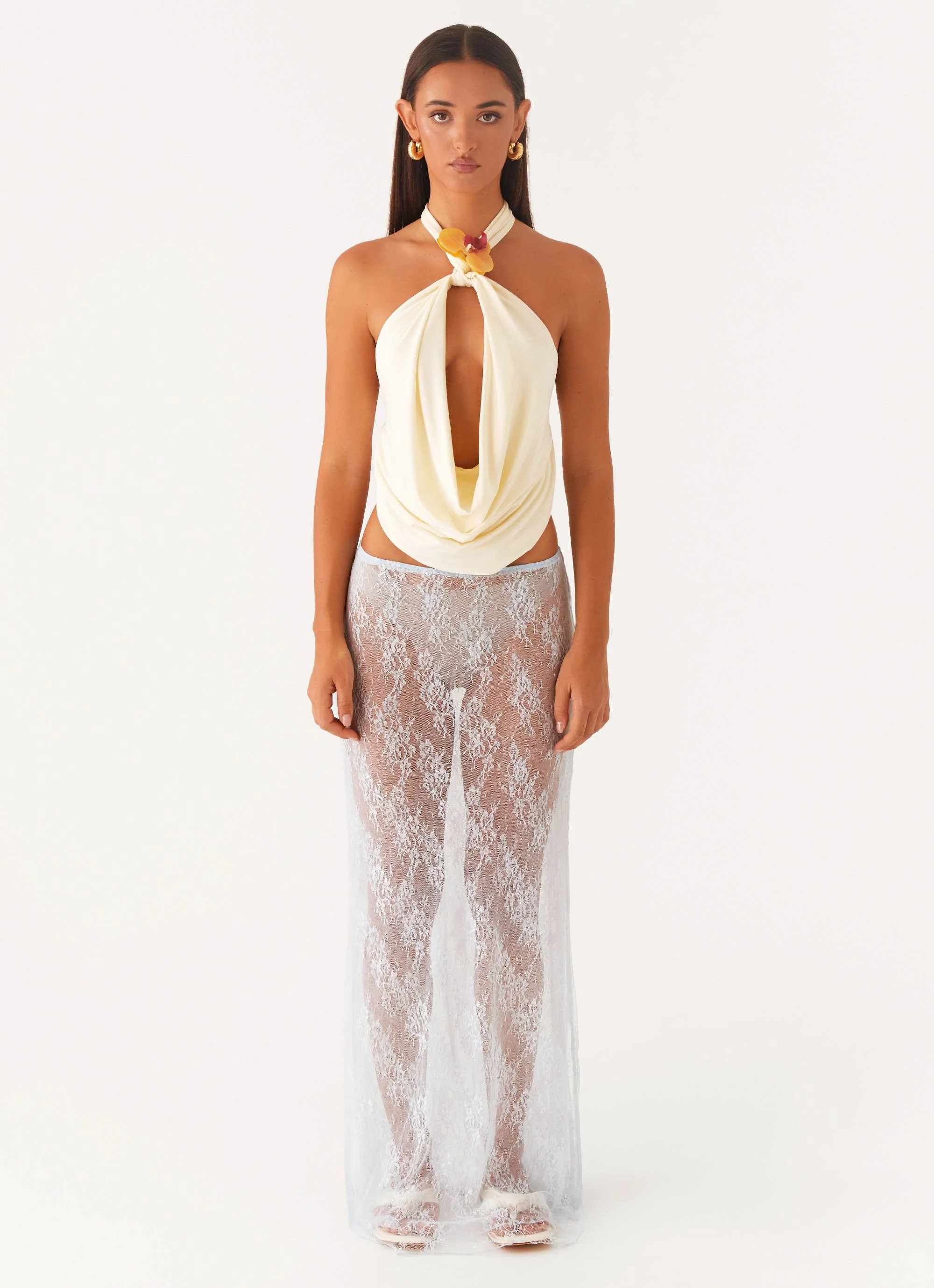 Caden Lace Maxi Skirt - Blue | Peppermayo (Global)