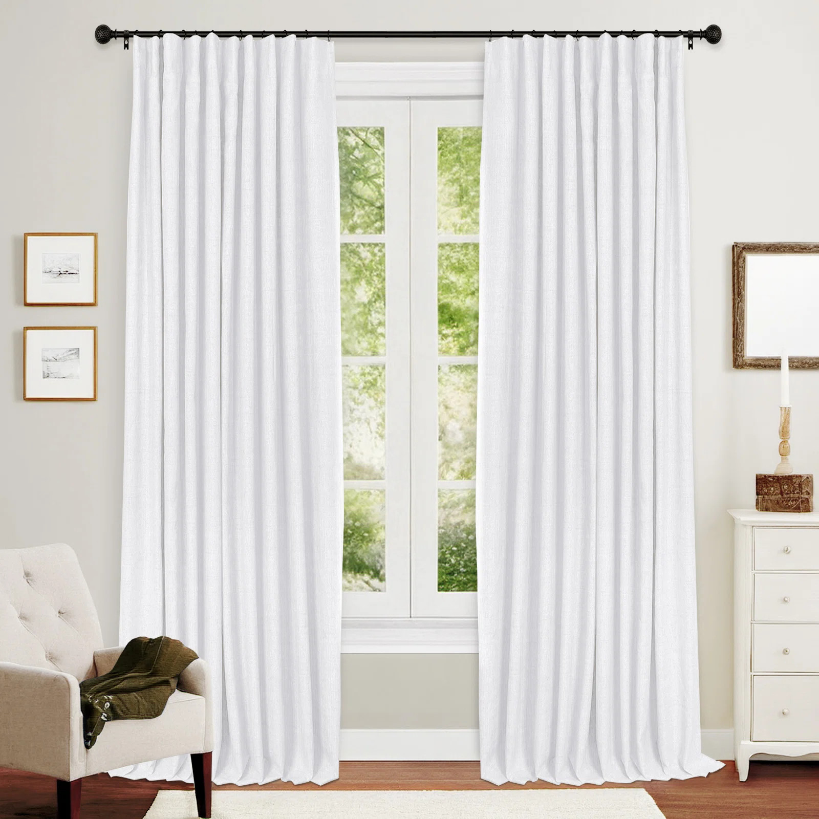 100% Blackout Curtains Linen Textured Solid Thermal Insulated Curtains & Drapes For Living Room B... | Wayfair North America