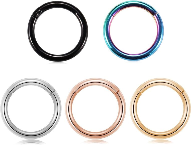 PEAKLINK 20G 18G 16G 14G 12G 10G 8G 316L Hinged Segment Seamless Clicker Ring Nose Ring Hoop Septum  | Amazon (US)