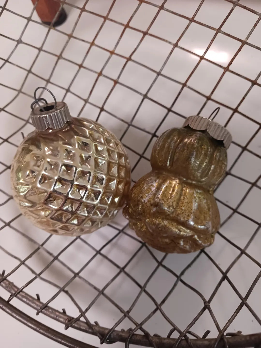 Pair of Antique Mercury Glass Christmas Ornaments, Antique Handblown Ornaments, Tree Ornaments, S... | Etsy (US)