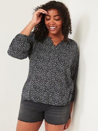 Long-Sleeve Shirred Floral-Print Poet Blouse for Women | Old Navy (US)