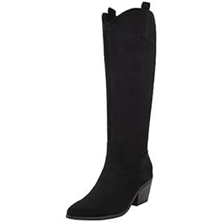 Women Cowboy Knee High Boots Chunky Block Heel Square Toe Tall Riding Boots | Amazon (US)