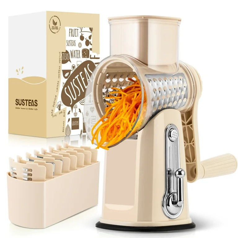 SUSTEAS Rotary Cheese Grater with Handle - Food Shredder with 5 Well-designed Blades & Strong Suc... | Walmart (US)