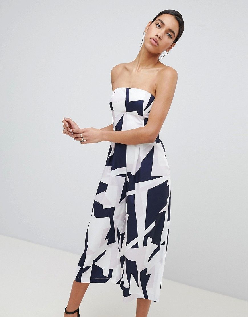 Parallel Lines Bandeau Wide Leg Jumpsuit In Abstract Print - Multi | ASOS US