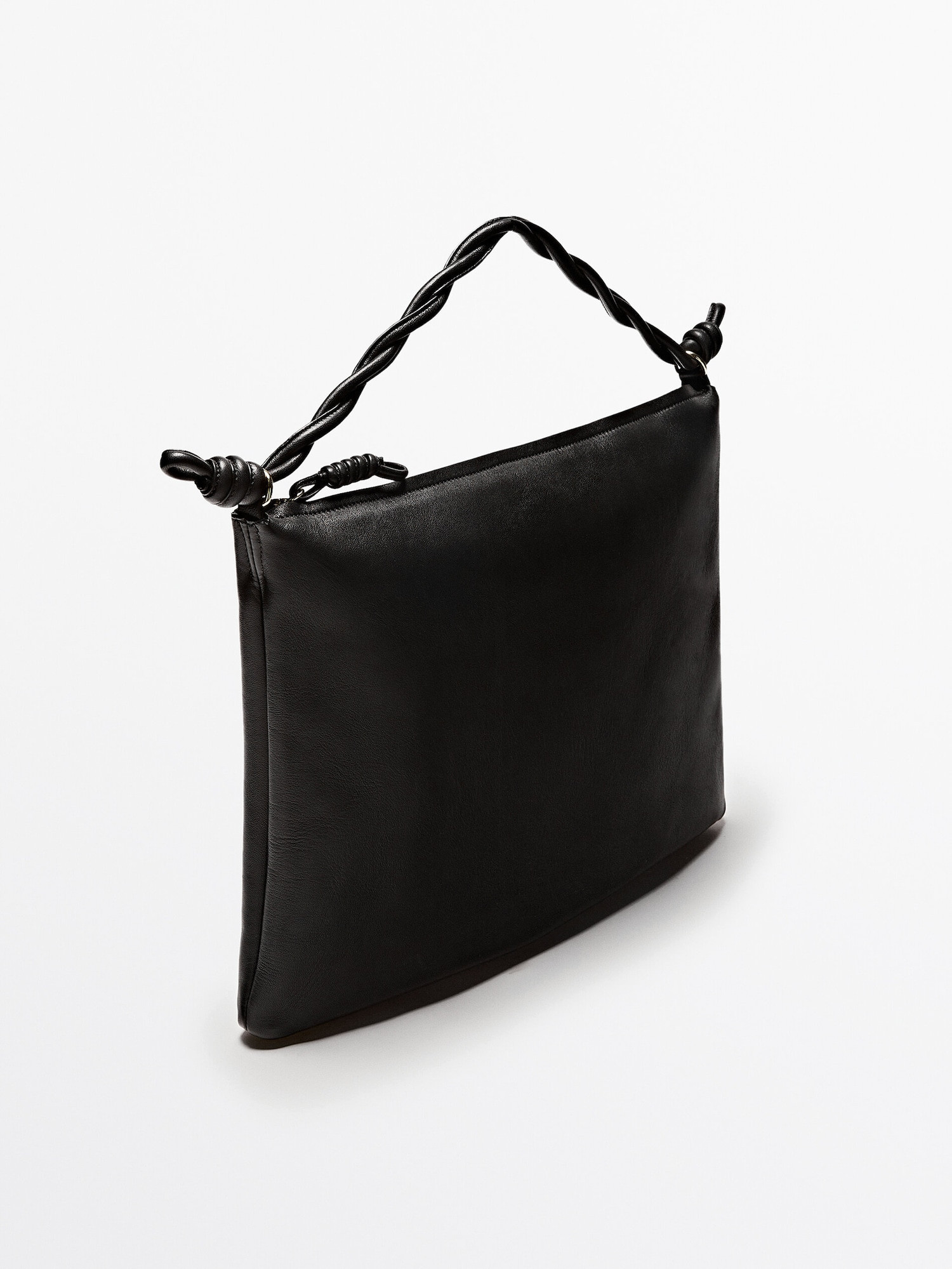 Nappa leather shoulder bag with knot detail | Massimo Dutti US