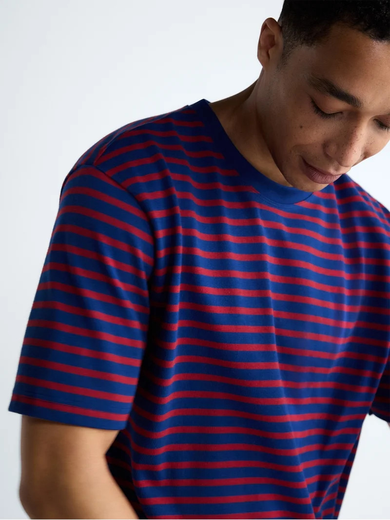 Free Assembly Striped Relaxed Heavyweight Tee with Short Sleeves, Sizes XS-3XL | Walmart (US)