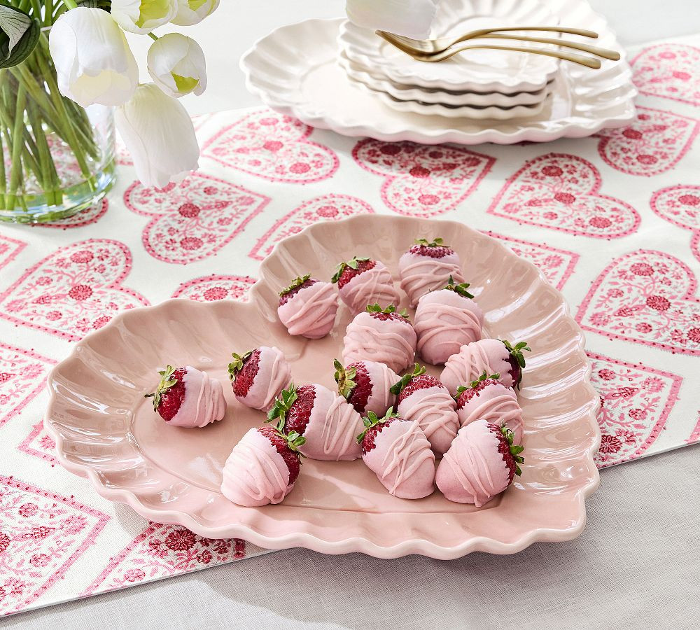 Heirloom Scalloped Heart Stoneware Serving Platter | Pottery Barn (US)