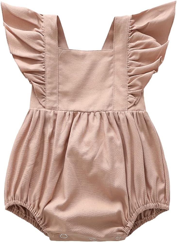 Colorful Childhood Newborn Baby Rompers Toddler Girls Denim Jumpsuits Infant Ruffles Bodysuits Folds | Amazon (US)