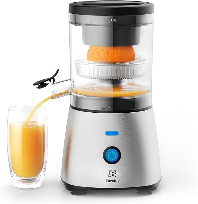 Eurolux Electric Citrus Juicer Stainless Steel | Premium Hands-Free One-Touch Orange Juice Squeez... | Amazon (US)