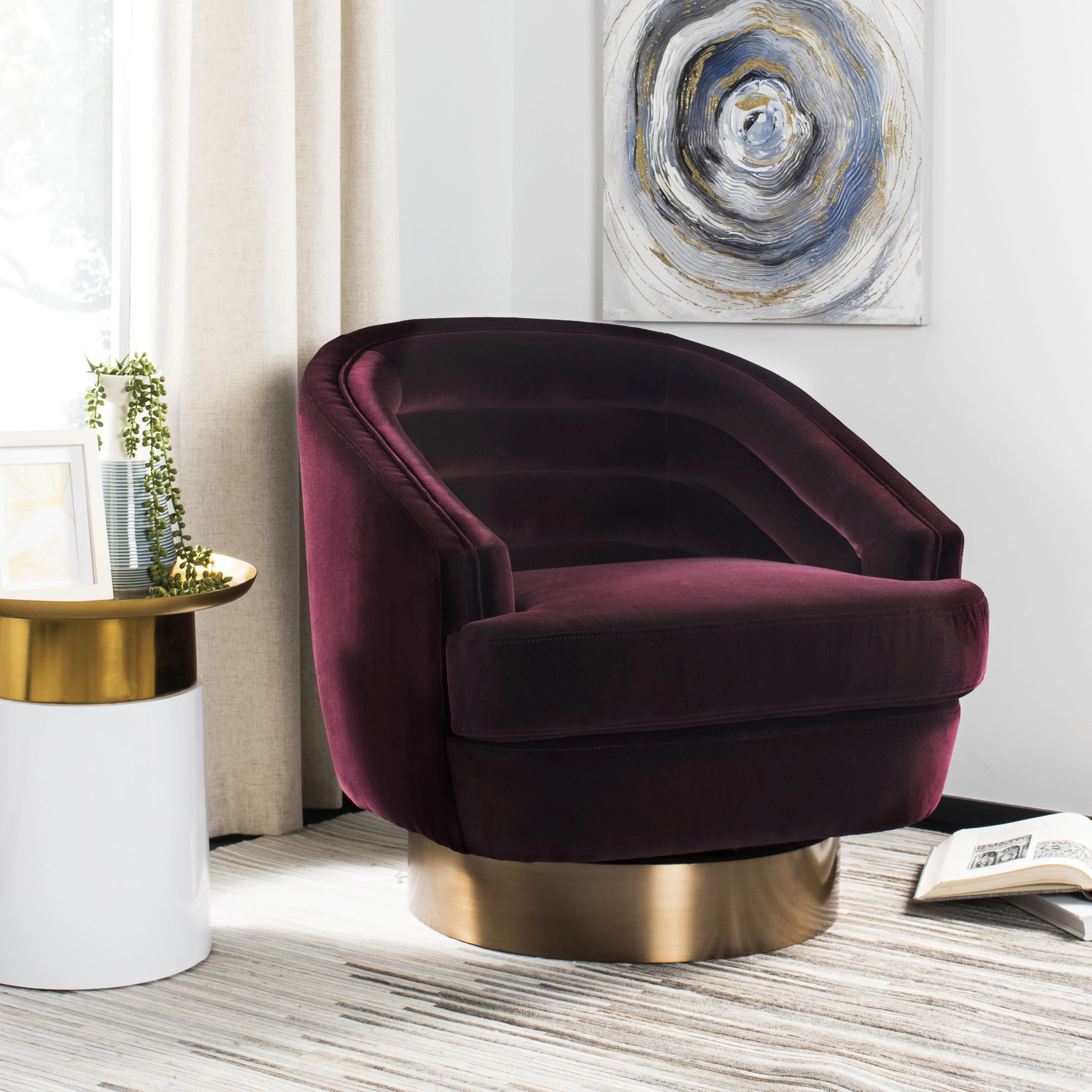 Arvilla Velvet Swivel Barrel Chair | Wayfair North America