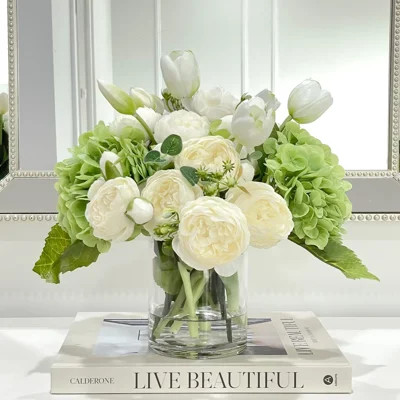 Hydrangea Floral Arrangement in Vase | Wayfair North America