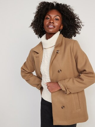 Soft-Brushed Button-Front Car Coat for Women | Old Navy (US)