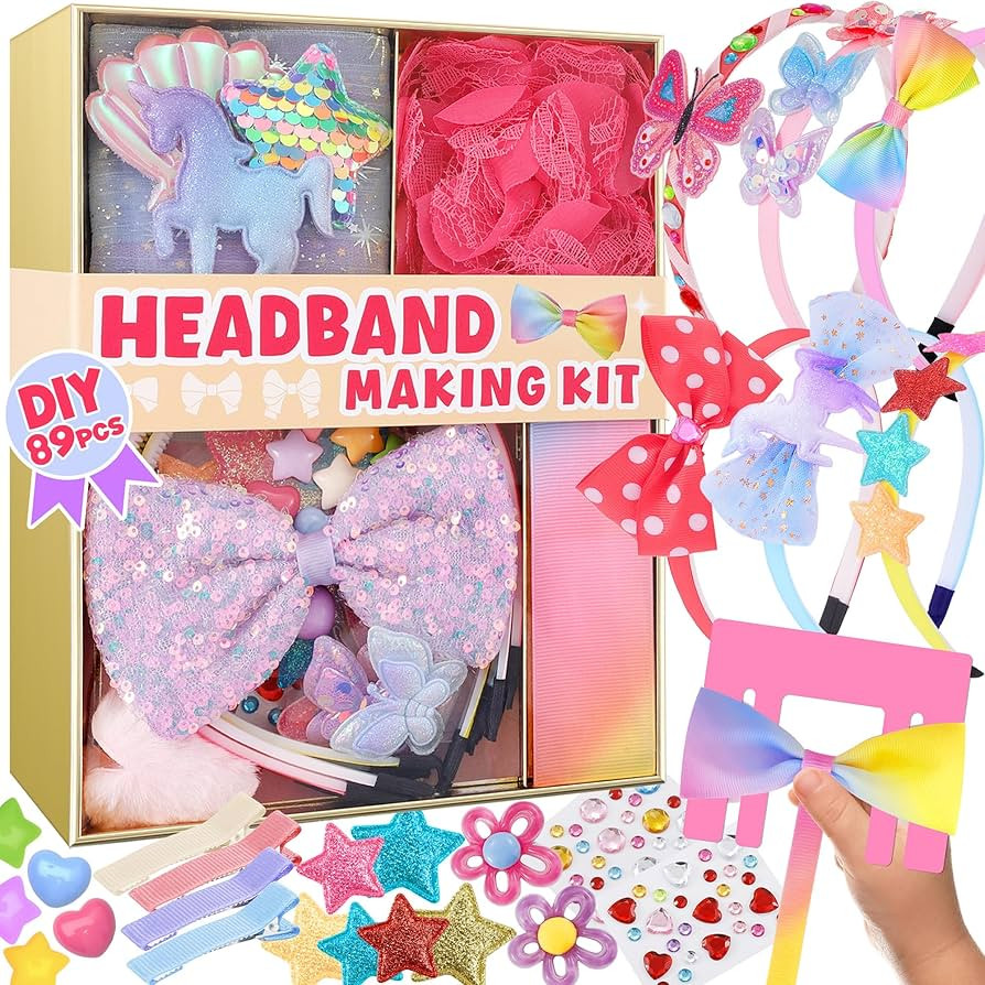 yasest Arts and Crafts Kit for Girls - DIY Headband Making Kit for Girls, 89pcs Fashion Hair Acce... | Amazon (US)