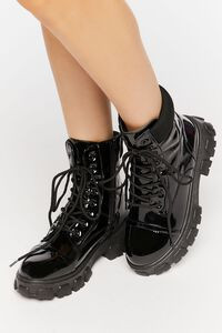 Faux Patent Leather Combat Boots | Forever 21 (US)