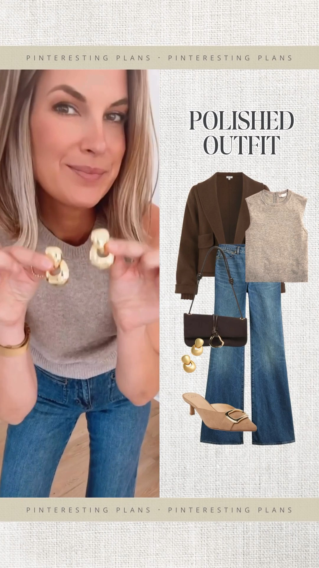 Polished casual outfit for a 40+ gal - tall friendly! I am 5’11”. Wearing small in the knit tank and jacket. Sized down one in the jeans - wearing 26 tall. Shoes true to size. 

#LTKSeasonal #LTKOver40 #LTKTall